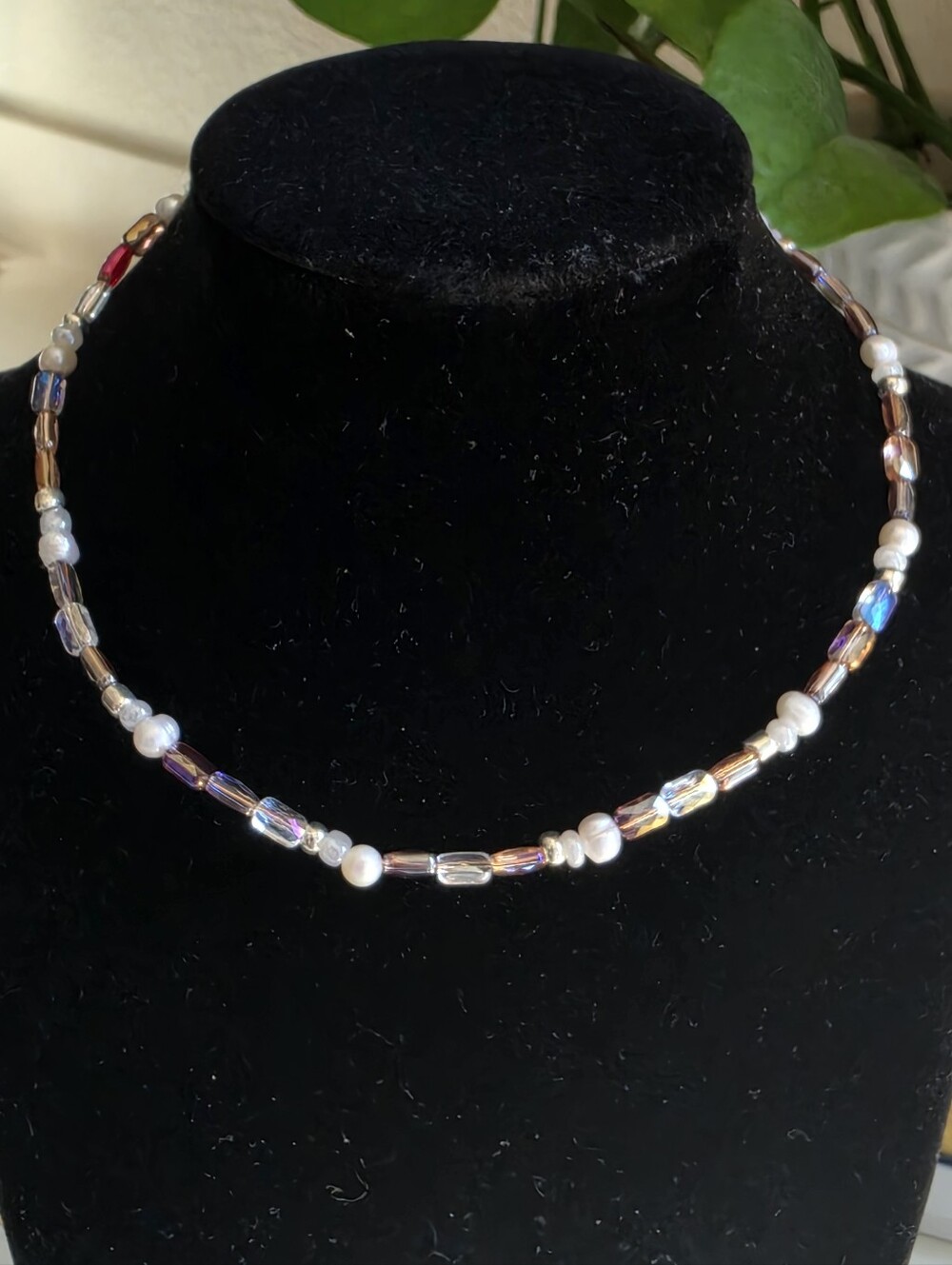 Boho Elegant Glass & Pearl Beaded Necklace